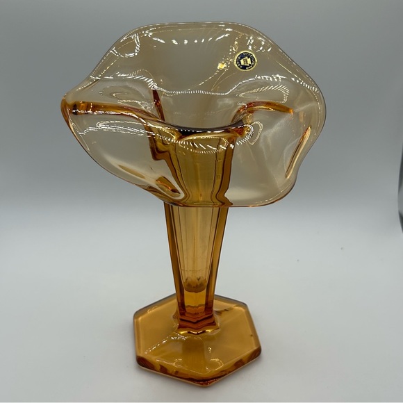 Westmoreland Other - VTG Westmoreland Amber Glass Jack in the Pulpit Bud Vase 6-Sided 'Hexagon' Base